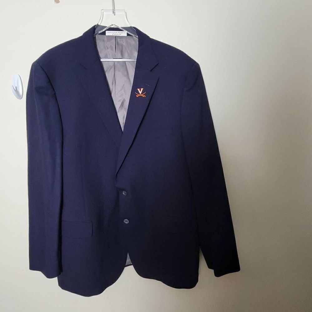 Hardwick Mens Wool Blazer Navy 97/3 Wool/Lycra Super 100's VirginiaCavaliers UVa